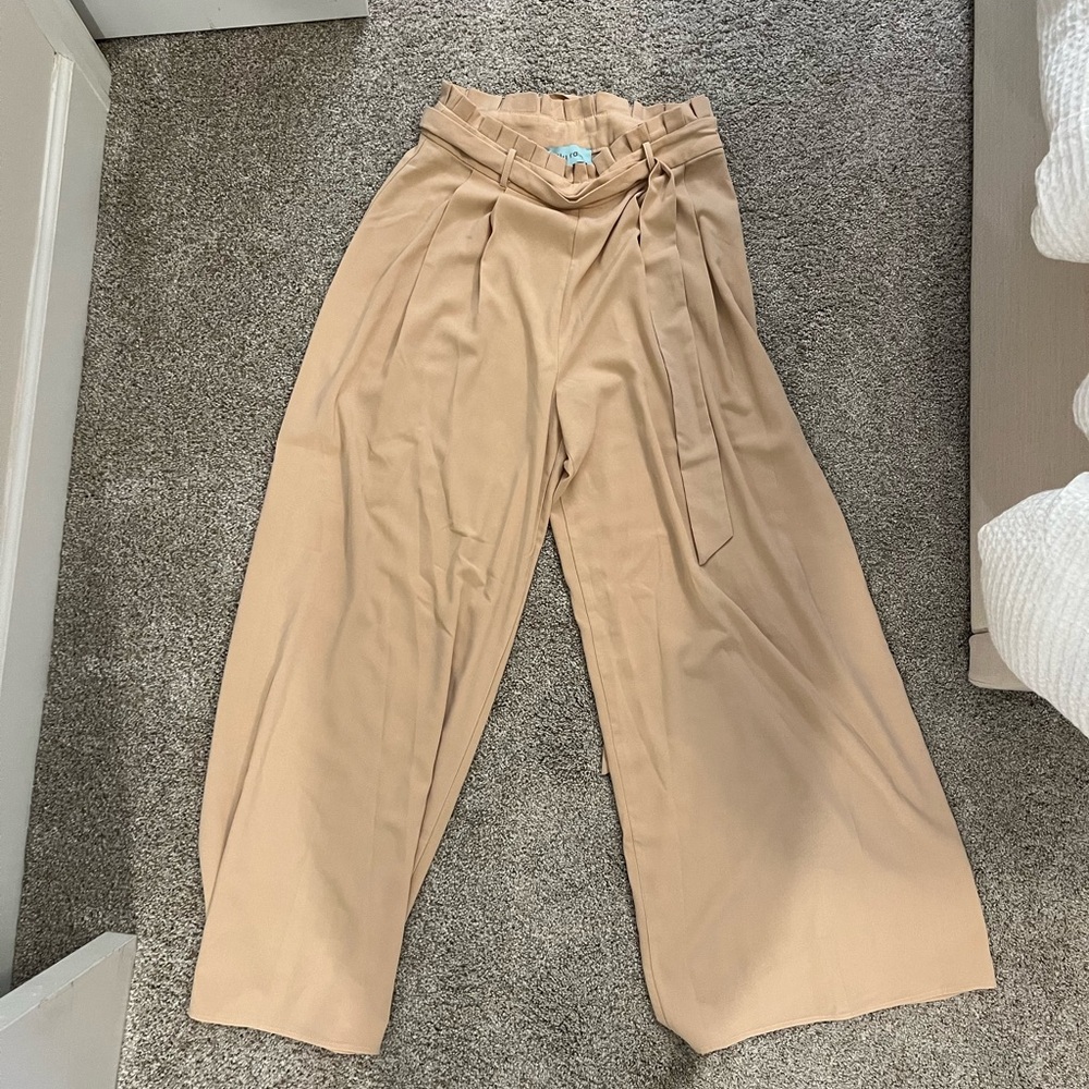 Elegant Tan Wide Leg Pants
